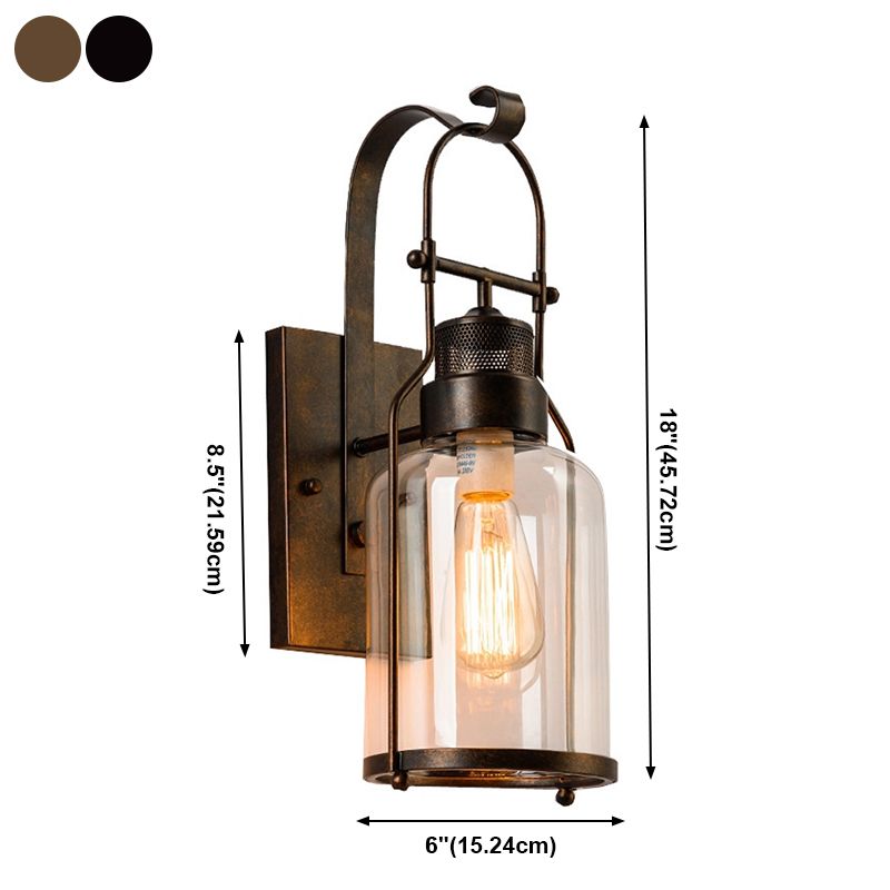 Lampada industriale in vetro a metà cilindro a metà cilindri 1 lampada da parete leggera