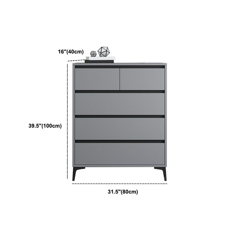 Modern Gray Storage Chest Soft-Close Drawers Wood Dresser for Bedroom