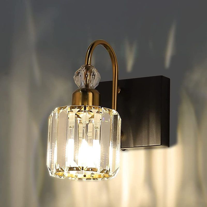 Nordic Style Vanity Light Cylinder Shape Vanity Lamp with Crystal Shade for Shower Room