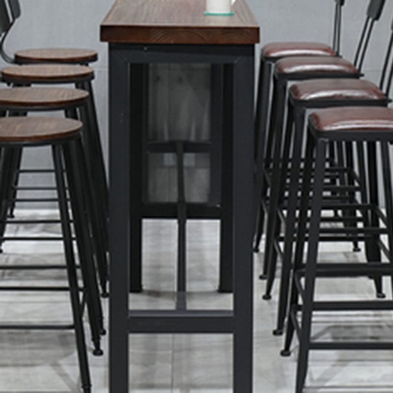 Modern Bar Dining Table Rectangle Bar Solid Wood Table in Brown