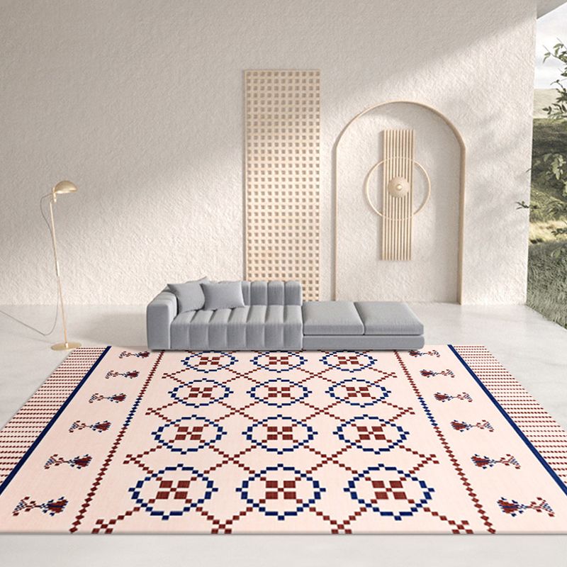 Multicolor Area Rug Retro Tribal Symbols Carpet Polyester Home Decor Rug with Anti-Slip Backing