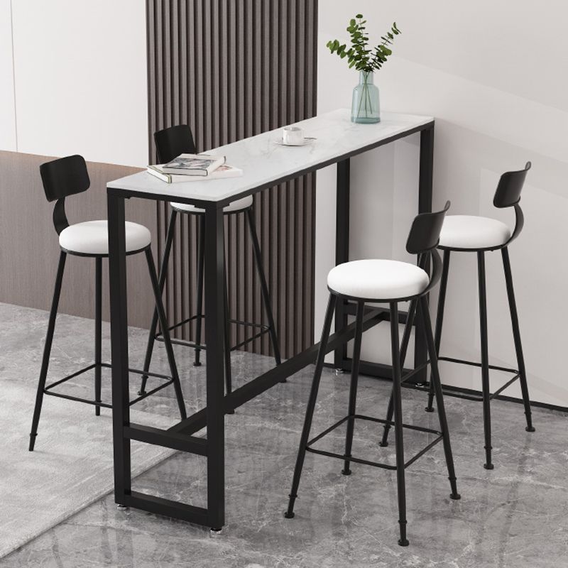 Contemporary Rectangle Bar Table Set 1/3/5 Pcs Iron Frame Bar Table and Stools