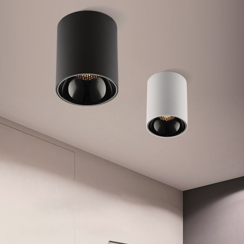 Plafonnier LED en aluminium de forme cylindrique, simplicité moderne, montage encastré pour couloir