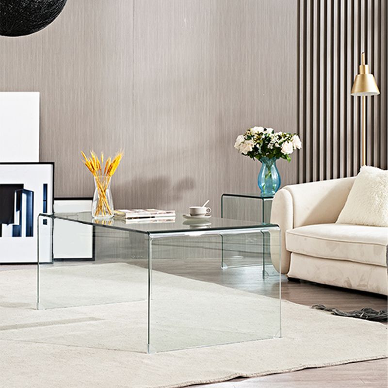 Modern Clear Glass Coffee Table 19.69"h Minimalist Cocktail Table