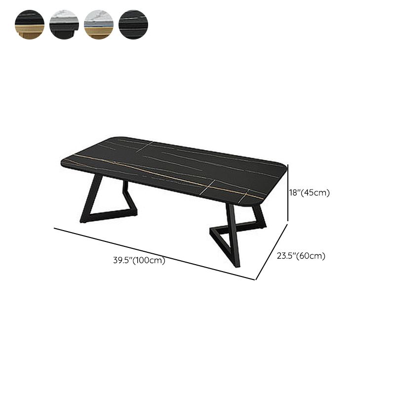 Luxurious Rectangular Slate Top Coffee Cocktail Table - 17.7" H