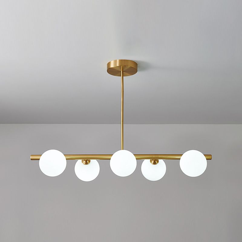 Gold Island Lights modernas lámparas colgantes de restaurantes múltiples con sombra de vidrio de globo
