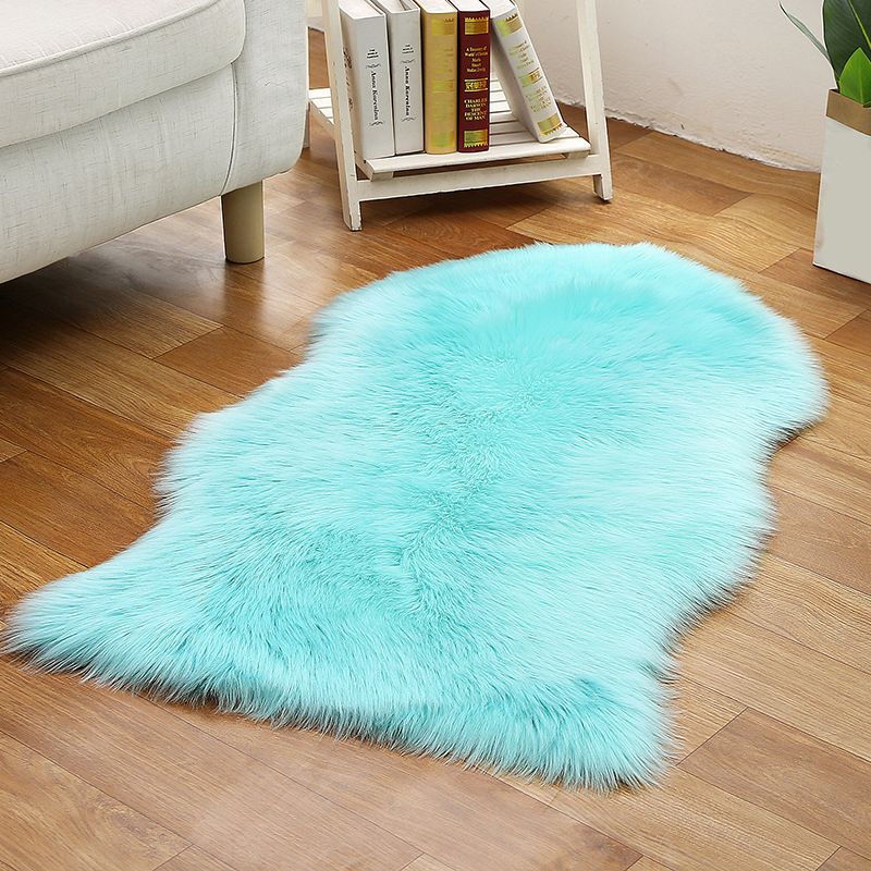 Shaggy Plain Rug Multi-Color Scandinavian Carpet Faux Fur Machine Washable Non-Slip Backing Pet Friendly Rug for Home