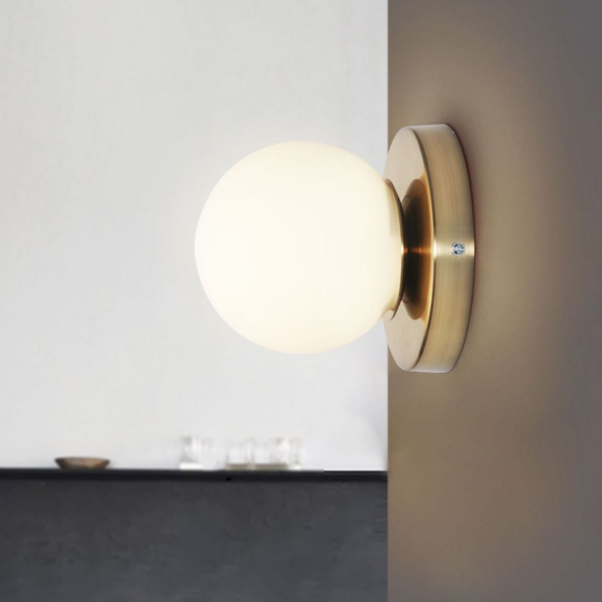 Minimalist Style Global Sconce Light Fixture Glass Bedroom Wall Lighting Fixture in Gold