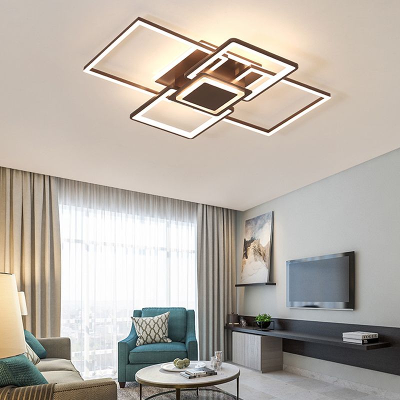 Frame Flush Mount Simple Acrylic 21.5"/25.5"/31.5" Wide LED White/Coffee Ceiling Light Fixture in Warm/White Light