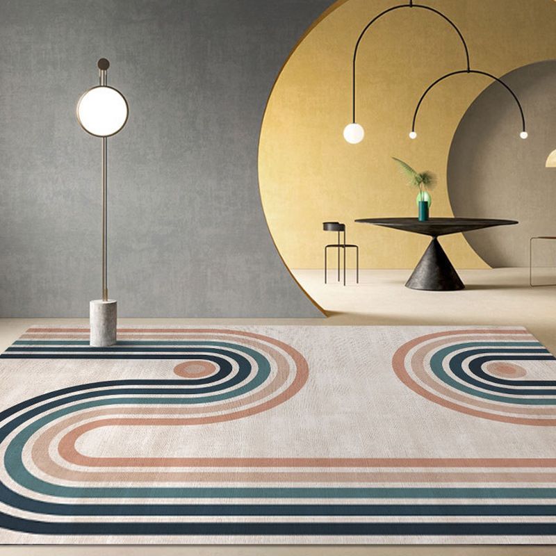 Minimalist Area Rug Polyester Color Block Carpet Non-Slip Backing Rug for Bedroom