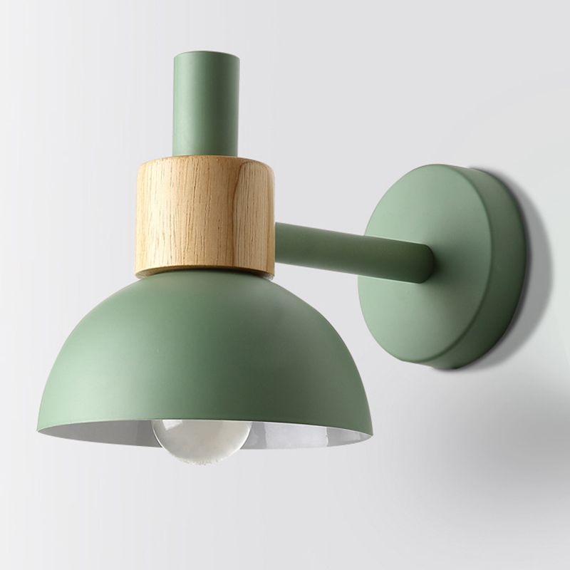 Macaron Style Wall Lamp 1-Light Wall Mount Lamp with Wood for Living Room