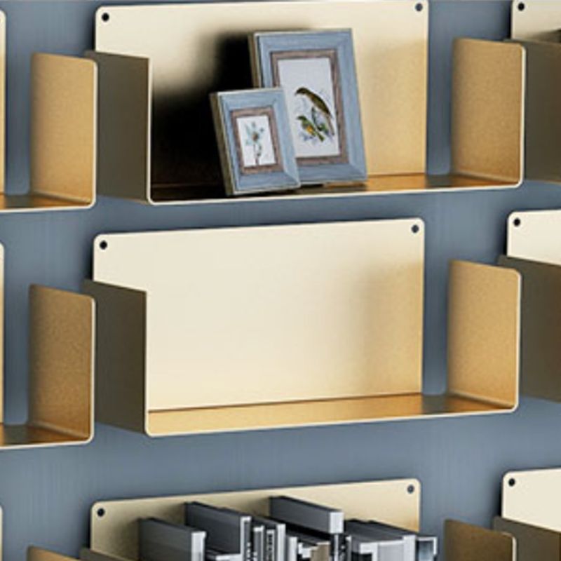 Contemporary Metal Bookshelf Floating Closed Back Bookcase with Shelves