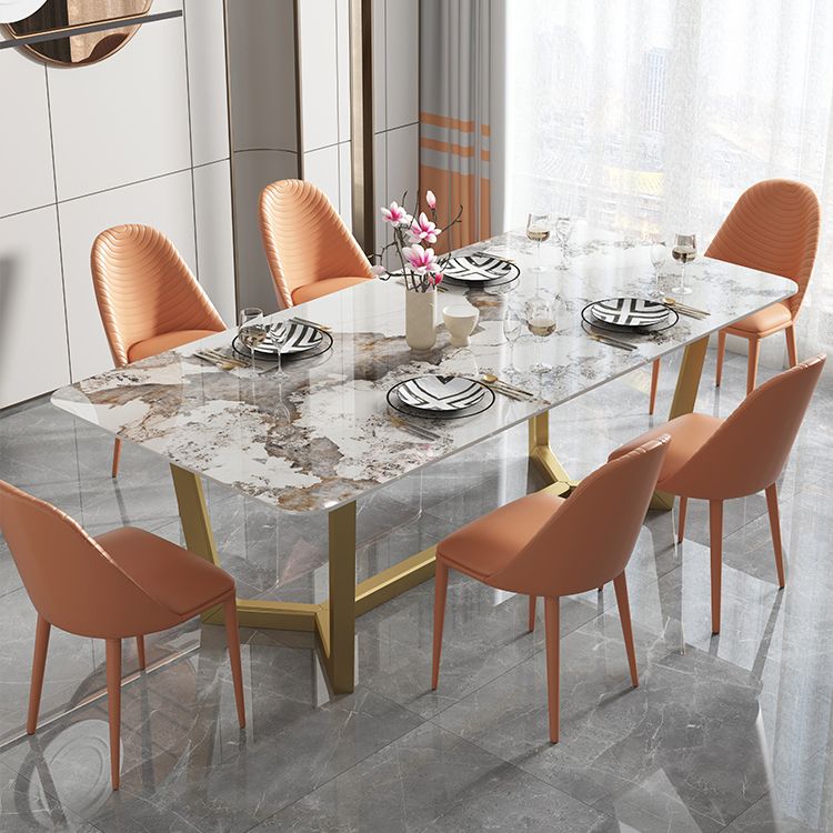 Nordic 1/4/5/6/7 Pieces Dining Set Sintered Stone Dining Table with Leather Chairs