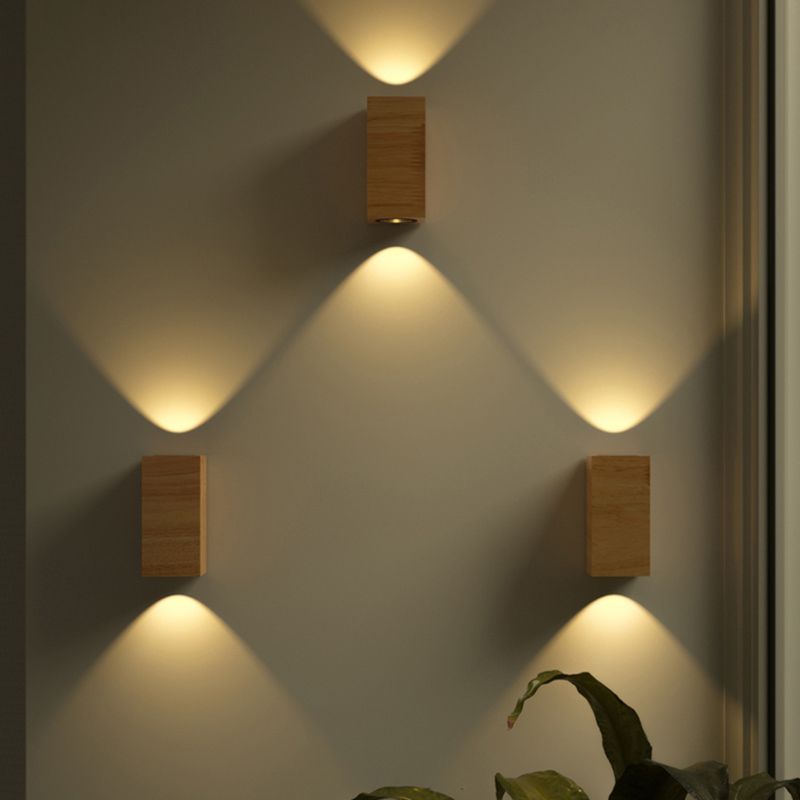 Geometric Wall Light Fixture Minimalist Style Wood Wall Lamp