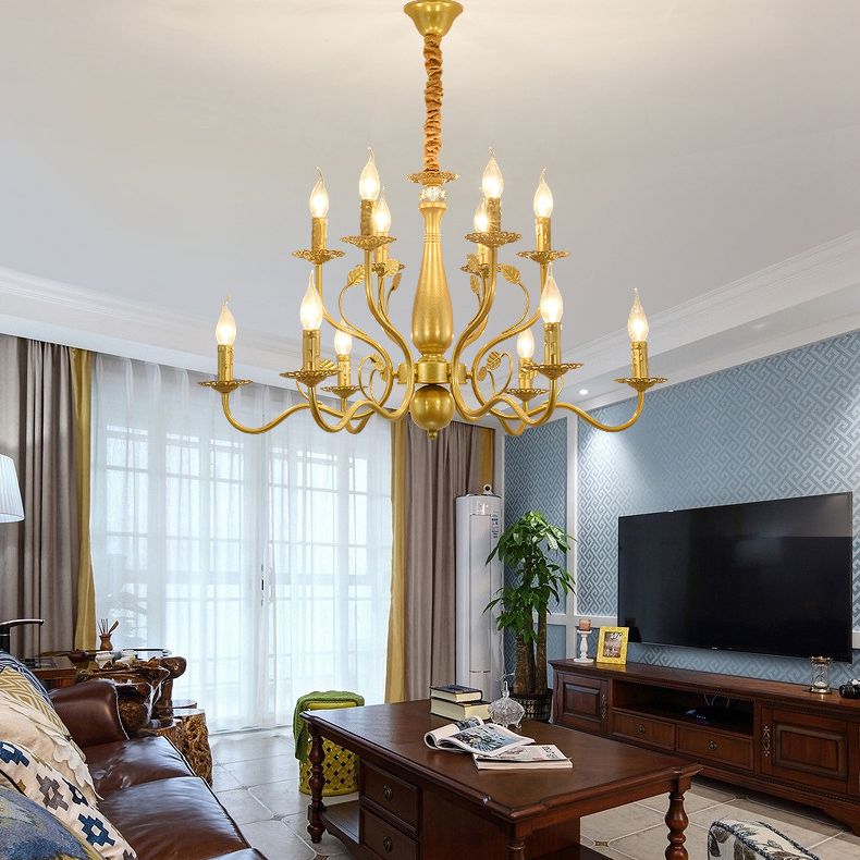 Curved Arm Metal Chandelier Light Fixtures Traditional Living Room Suspended Lighting Fixture