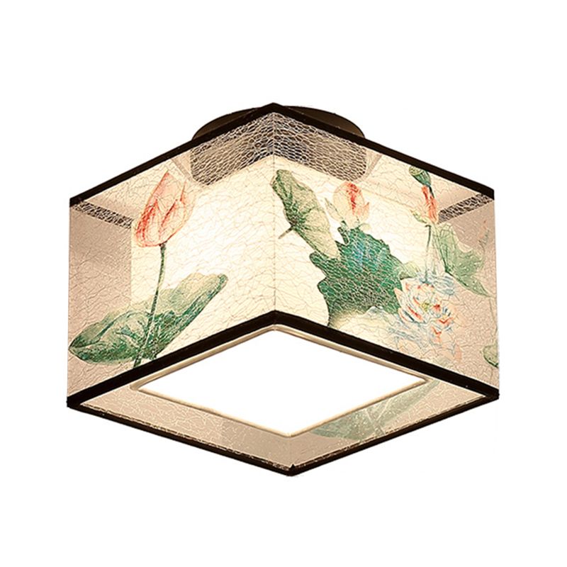 Fabric Light Fixtures Asia Style Fabric Flush Light for Living Room Dinning Room
