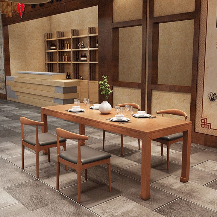 Solid Wood Top Dining Table Rectangle Dining Table with 4 Legs