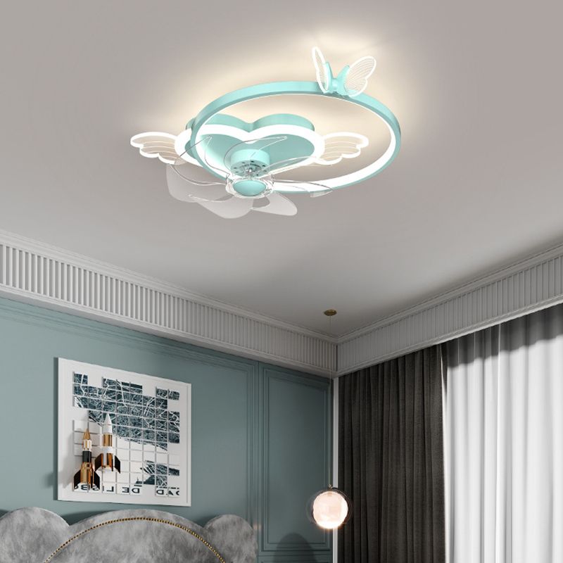Ventilador de techo circular minimalista de moda Luz de acrílico para niños LED LED SEMI FLUSH LUCH