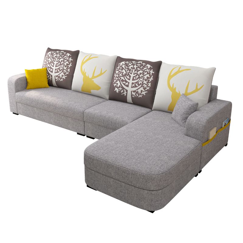 Contemporary Square Arm Sofa with Bolster Pillows for Living Room, Apartment