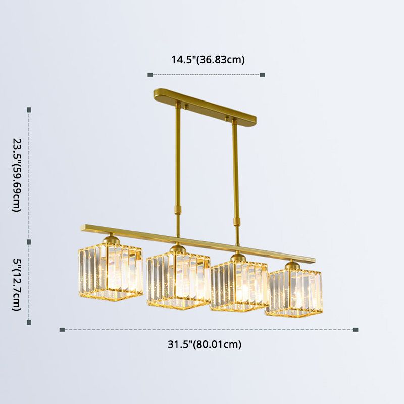 Squares oro Isola illuminazione Isola Stile Minimalista Crystal Island Pendant Light