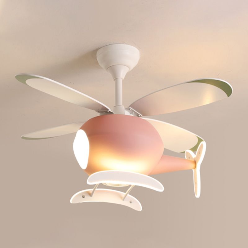 Modern Metal Ceiling Fan Lamp Helicopter LED Semi Flush Ceiling Light Fixtures