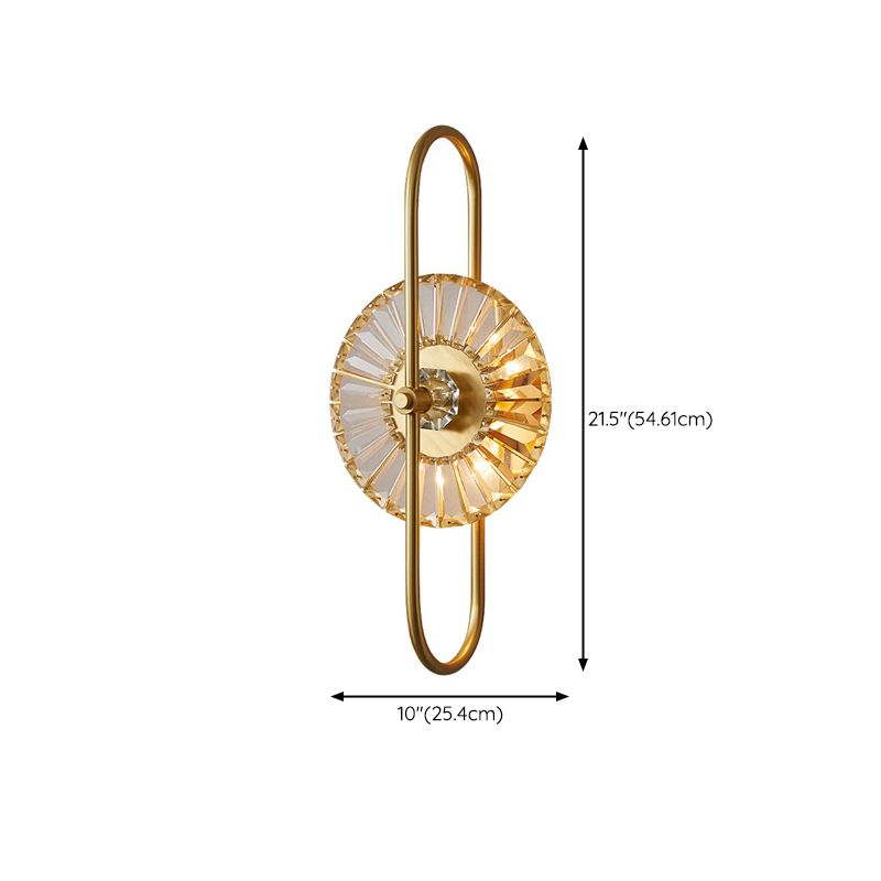 2 / 3 - Light Wall Light Solid Brass and Crystal Post Modern Wall Sconce