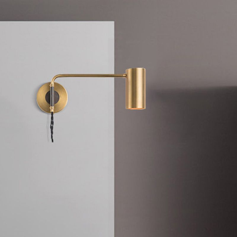 Adjustable Tubular Reading Wall Lamp Minimalistic Metal 1-Light Bedside Spotlight