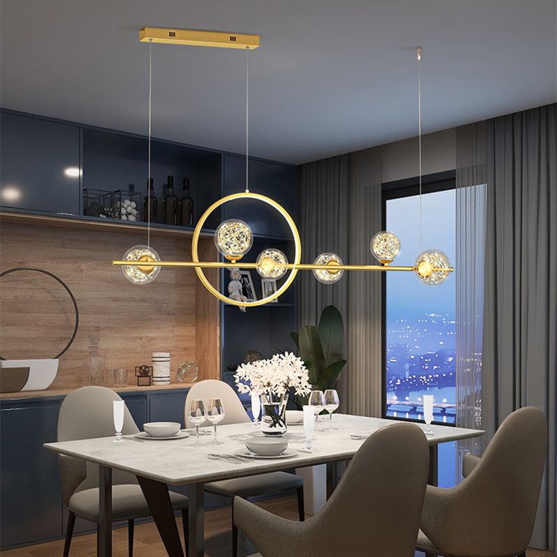 7 îlot de cuisine légère pendentif lustre linéaire Éclairage de l'île contemporaine