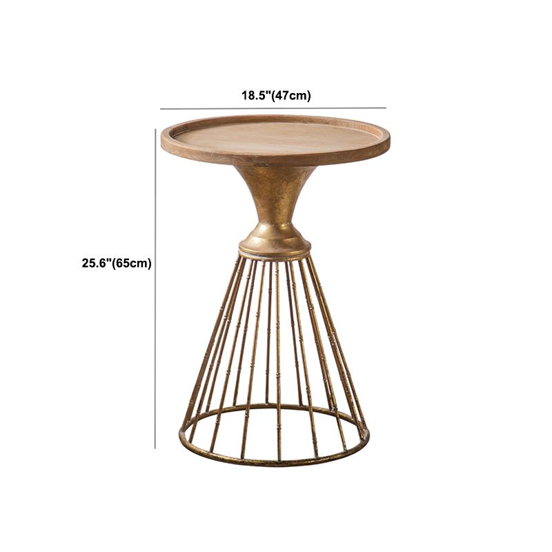 French Country Distressed Wooden Coffee Table Round Top Cocktail Table for Living Room