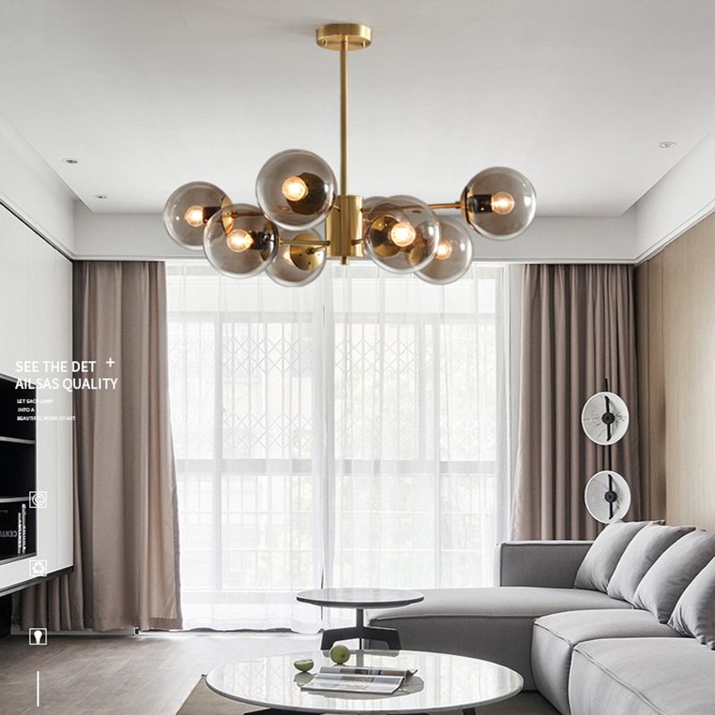 Metal Ceiling Hanging Lights Modernist Chandelier Light Fixture with Glass Shade