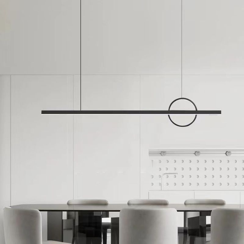 Minimalism Hanging Light Metal Island Light Fixture in Black for Dining Room