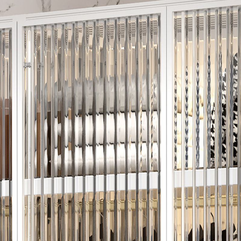 Contemporary Tempered Glass Wardrobe Armoire Freestanding Wardrobe with Shelves