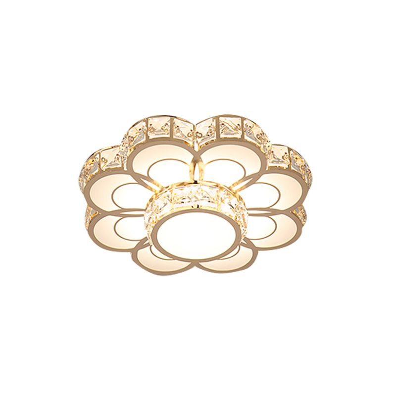 Plafonnier Fleur Simplicité Cristal Biseauté 10"/12" Largeur LED Plafonnier En Or
