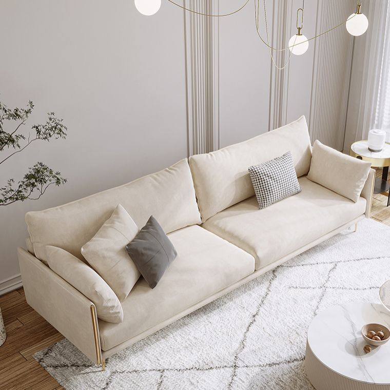 Contemporary Square Arm Settee Couch with Pillows in Beige for 1/2/3/4people