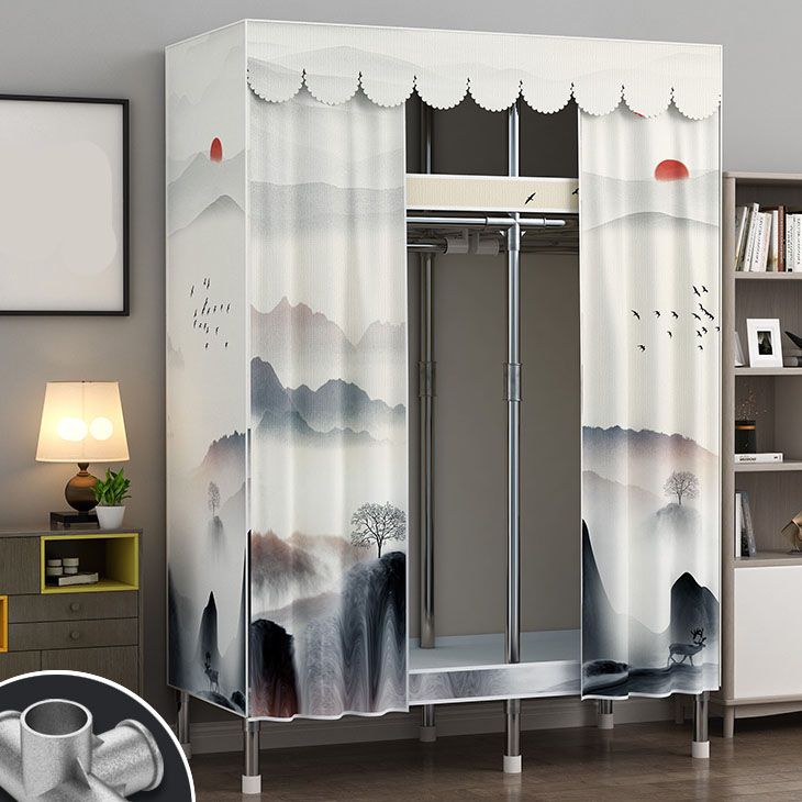 Contemporary Style Steel Wardrobe 2-Tier Metal Wardrobe Closet for Home