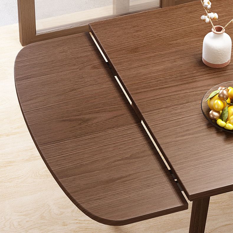 Table en bois en caoutchouc extensible dans la nature / noix Table rectangle moderne avec 4 jambes