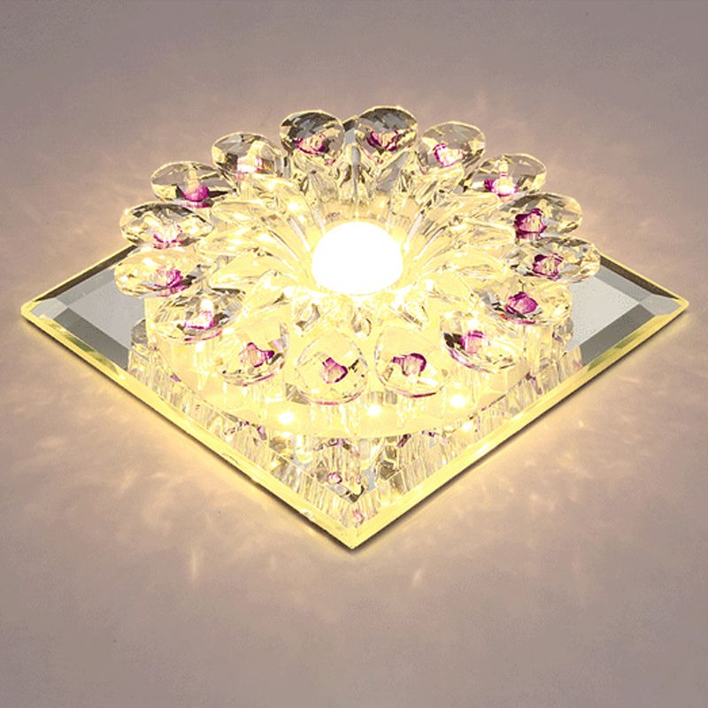 Blumen-Eingangsbereich-Einbauleuchte, moderner Kristall-Stil, moderne LED-Deckenleuchte, klar