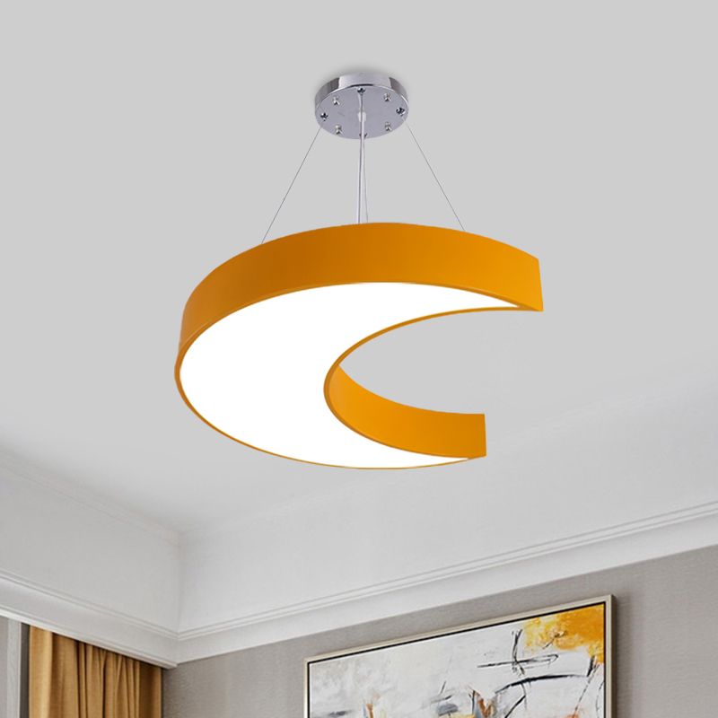 LED Corridor Ceiling Chandelier Creative Yellow/Blue Pendant Light with Crescent Acrylic Shade