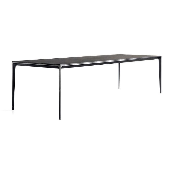 Mesa de comedor contemporánea rectángulo Mesa de piedra sinterizada con 4 piernas negras