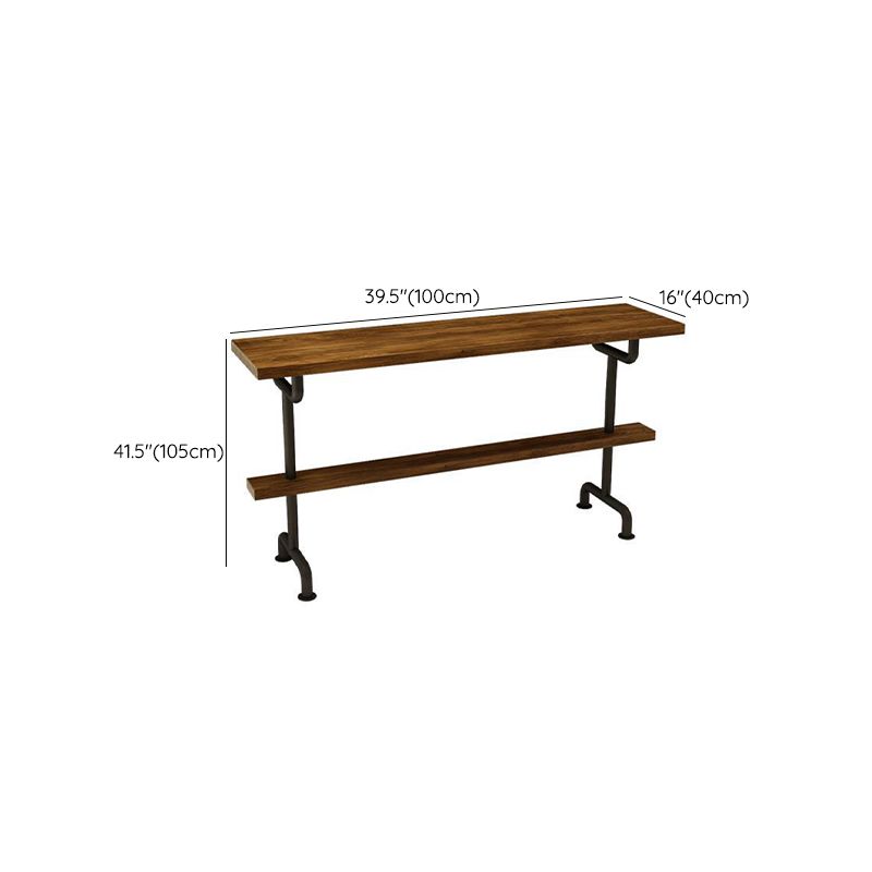 Industrial Wood Bar Table Trestle Base Dining Table for Kitchen Living Room