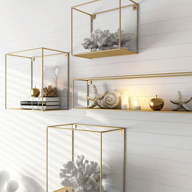 Glam Open Shelf Bookcase Floating Metal Book Shelf for Living Room