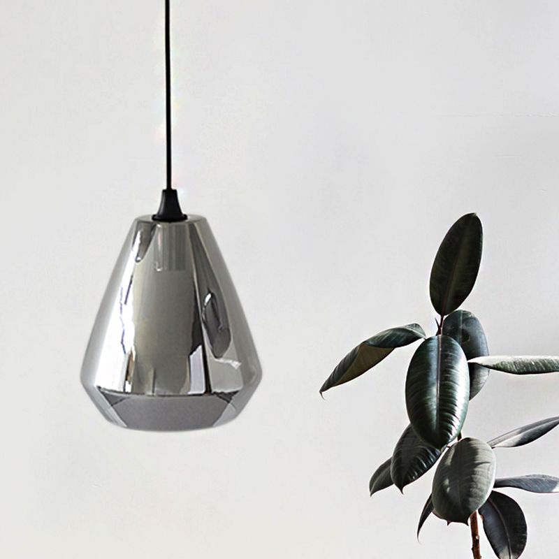 Diamond Suspension Pendant Modernist Cream/Amber/Smoke Glass 1 Light Hanging Lamp Fixture for Dining Room