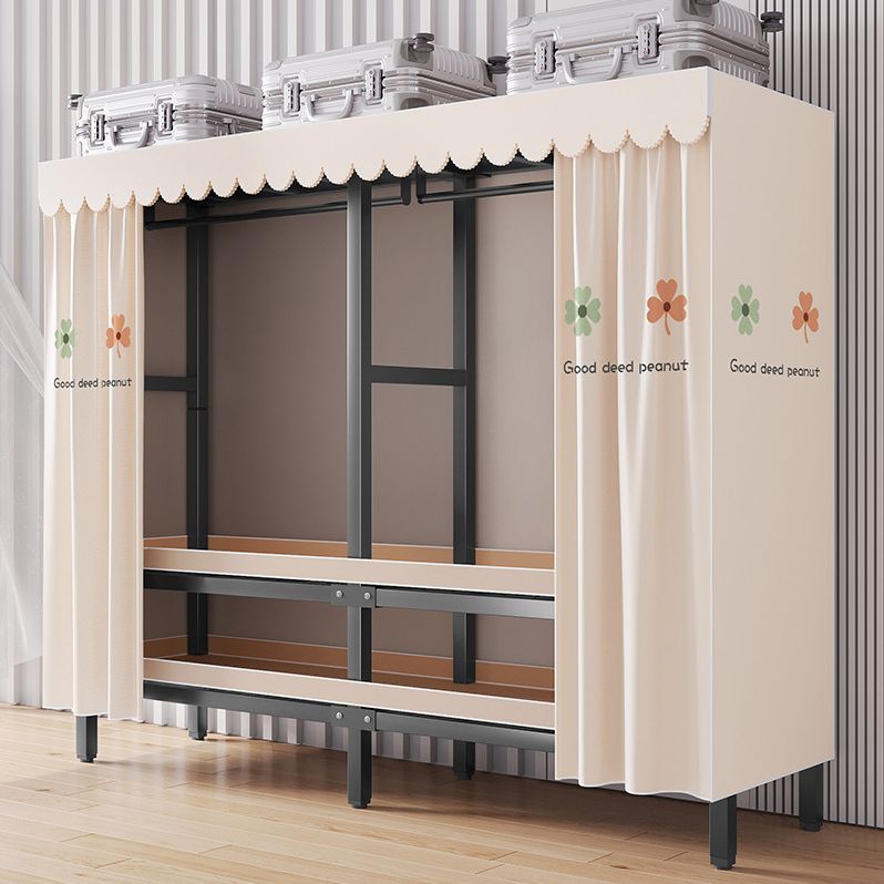 Metal Frame Freestanding Wardrobe Foldable Wardrobe with Garment Rod