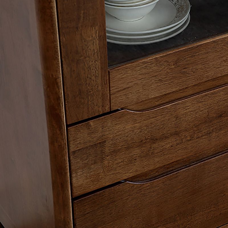Two Drawer Accent Cabinet Rectangular Wooden and Glass 1-Door Cabinet