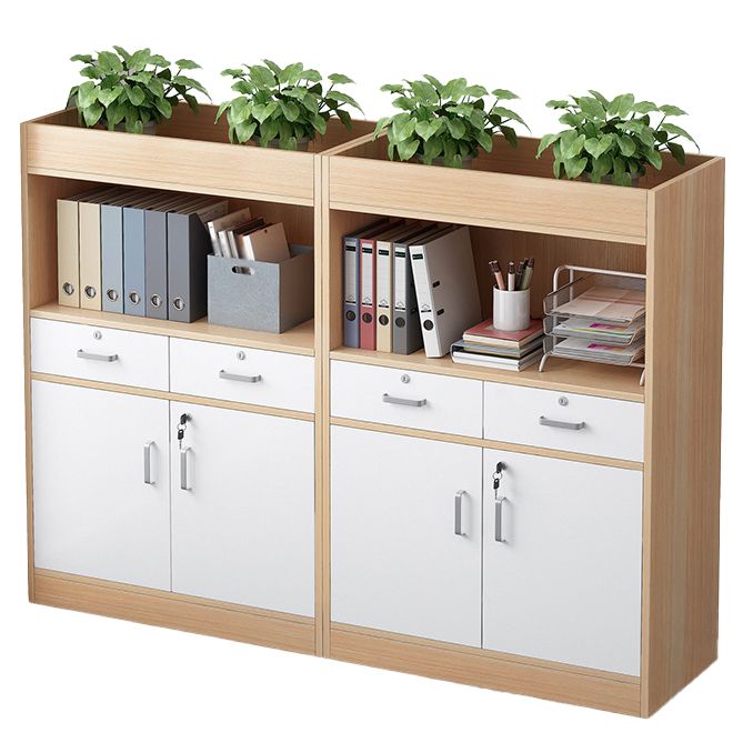 Wooden Bookcase with Doors Contemporary Bookshelf for Home Office