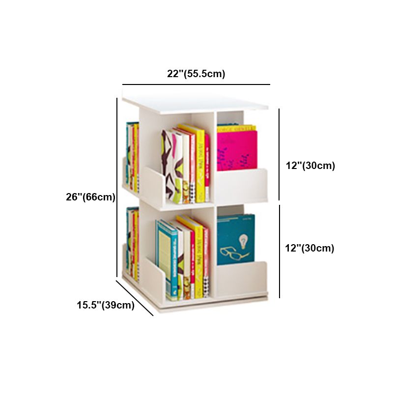 Contemporary Style Bookshelf Rotatable White Bookcase for Home and Office