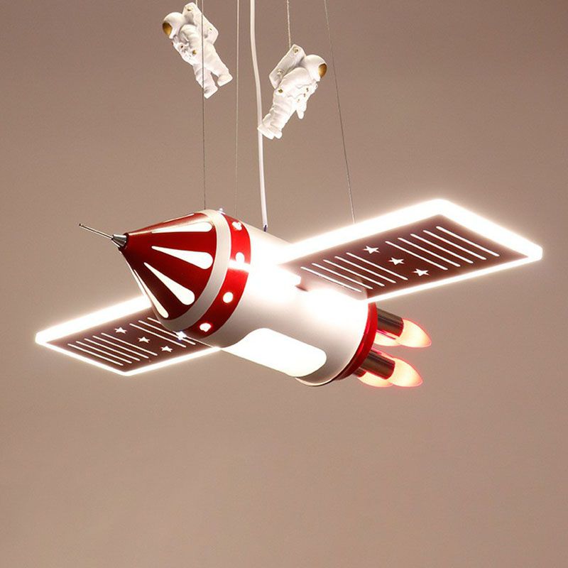 Satellite Chandelier Lamp Modern Acrylic Child Room LED Hanging Light with Decorative Astronaut