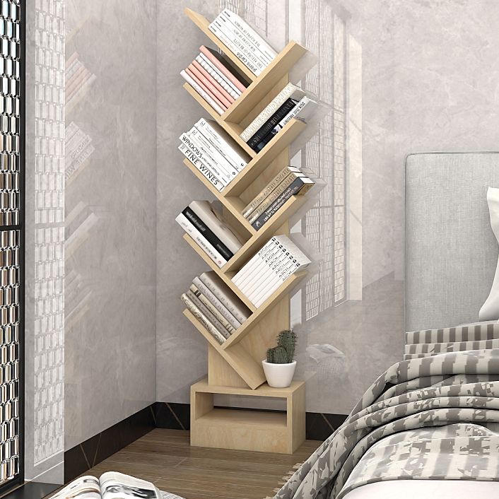 Contemporary Style Geometric Bookcase Vertical Closed Back Book Shelf