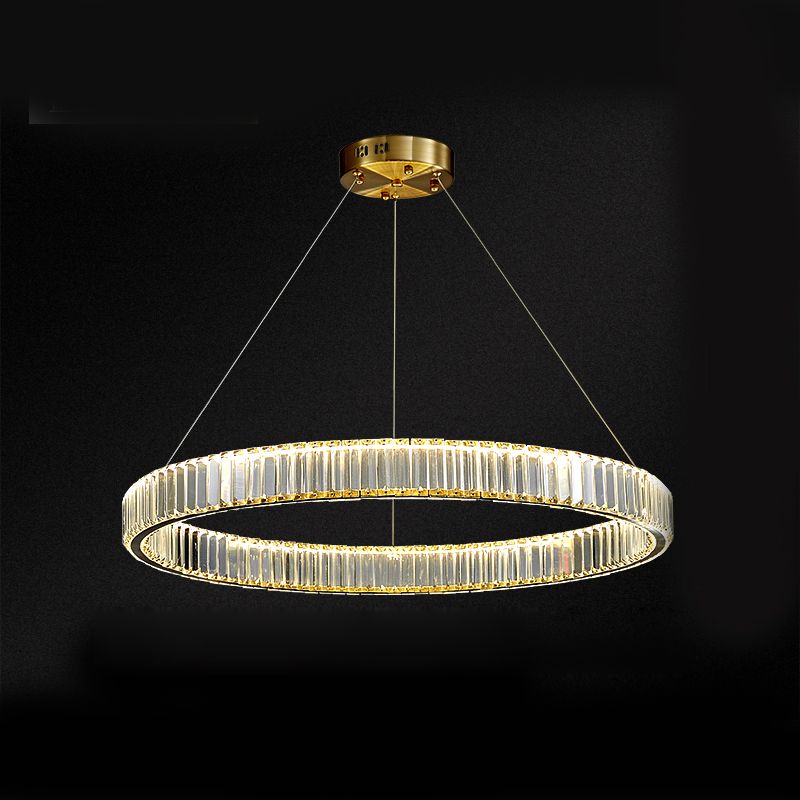 Gold Crystal Pendant Lighting Simplicity LED Chandelier Lighting Fixtures for Living Room
