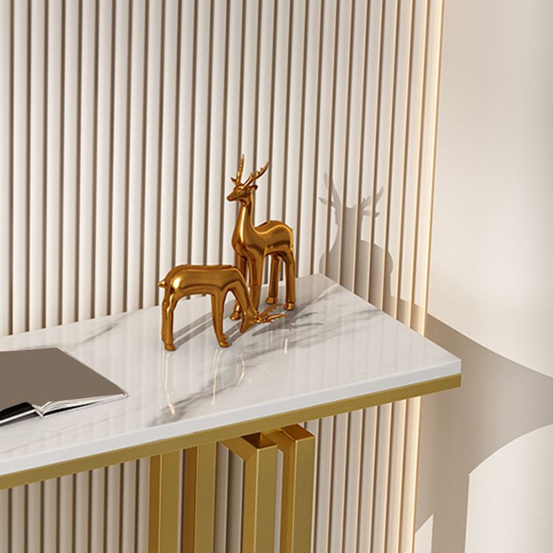 Modern Rectangle Top Accent Table with Iron Base for Hall Console Table